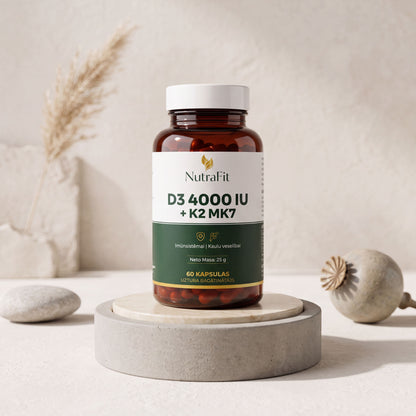 NutraFit Vitamīns D3 4000IU + K2 (MK-7) – Tavai Imunitātei un Kaulu Veselībai